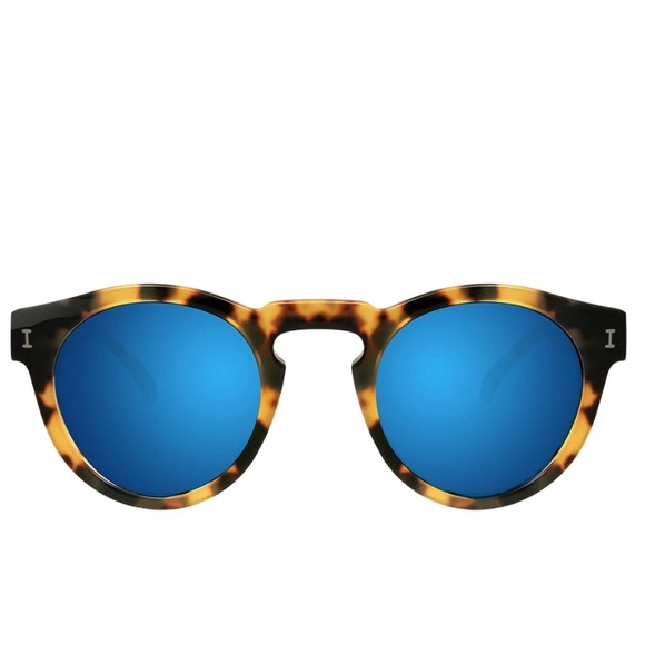 Illesteva Leonard Sunglasses: Tortoise w Blue Lens - Picture 1 of 8